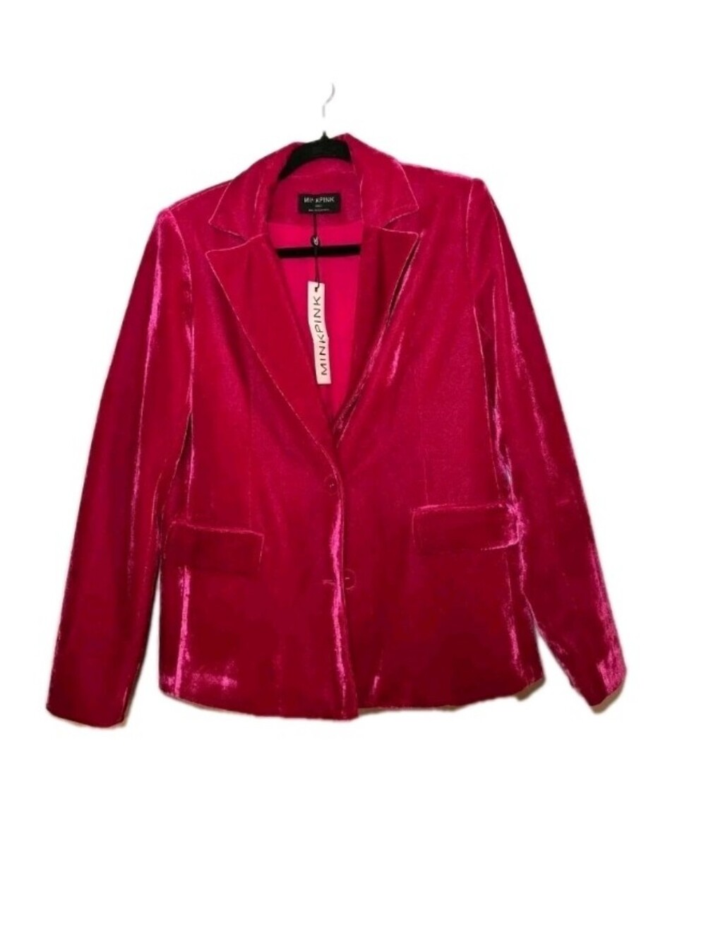MINKPINK Velvet Blazer Pink Fuschia Anthropologie Womens Small New With Tags